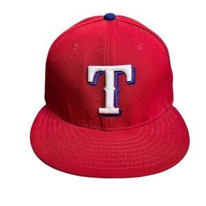 Vintage Texas Rangers New Era 59FIFTY‎ Fitted Hat Red Size 7 3/8 MLB